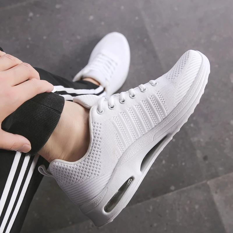 

Weweya New Tenis Cushion Men Casual Vulcanize Shoes Mesh Damping Male Flats Shoes Classic White Outdoor Walking Sneakers Men