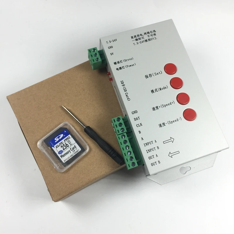 T1000S светодиодный пиксельный модуль контроллер 2048 пикселей с sd-картой для WS2801 WS2811 LPD6803 RGB Полноцветный RGB play video SPI