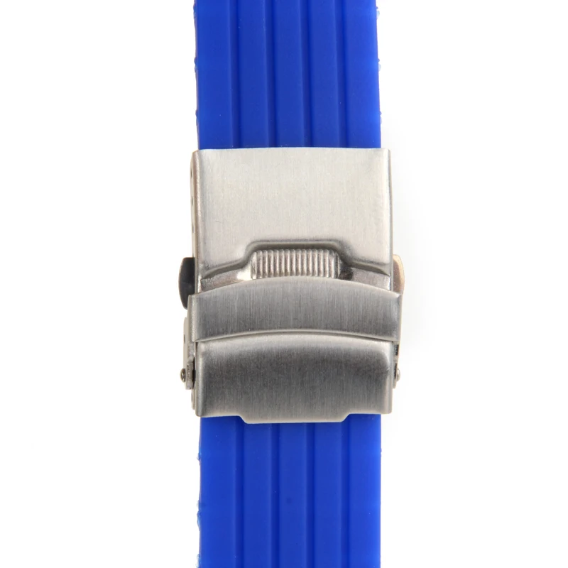 20mm 22mm reloj hombre Silicone Rubber Watch Strap Deployment Buckle Waterproof Band Sport Wrist Sweatband Watch Straps Band