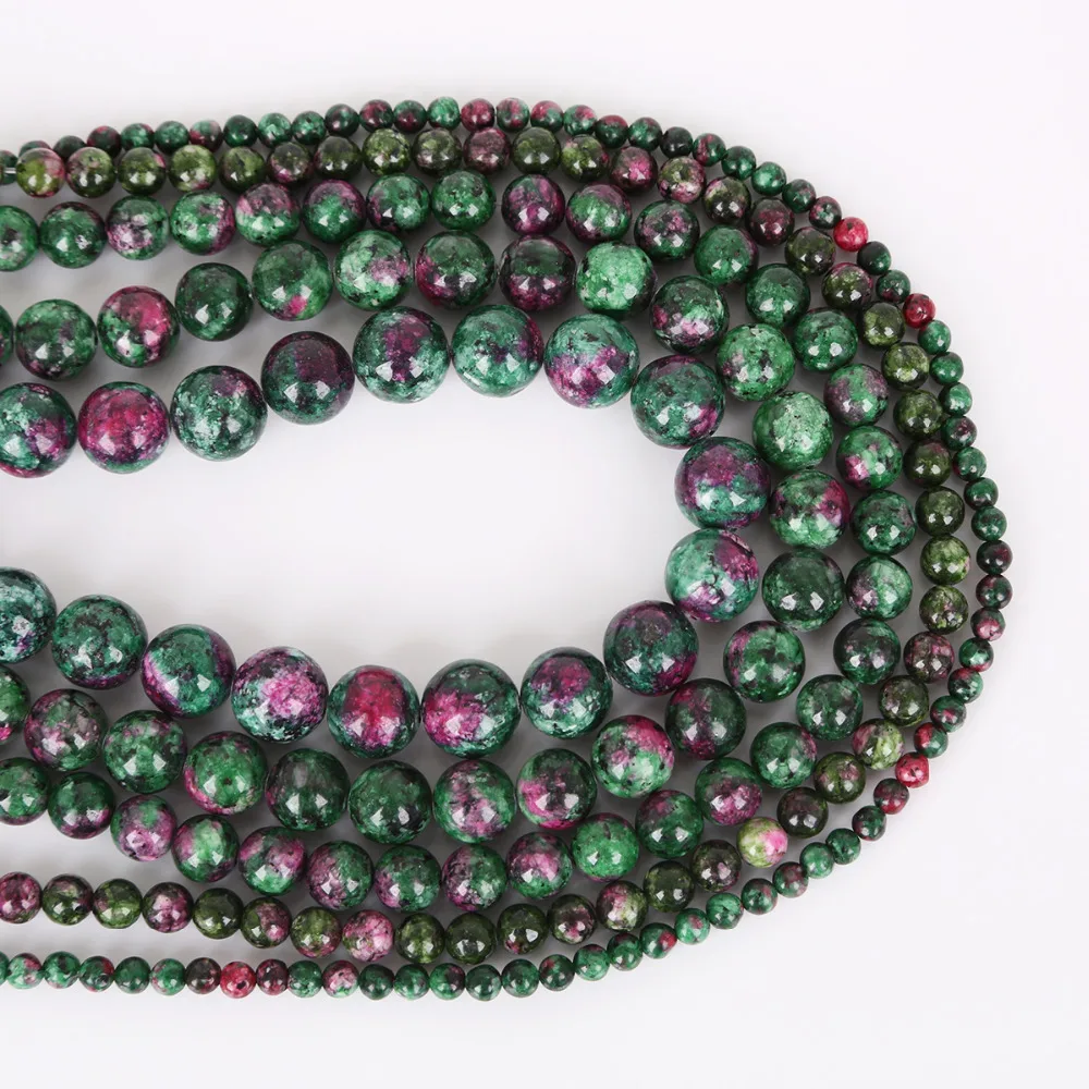 Perles rondes en pierre naturelle Zoisite Epidote, perles d'espacement pour bijoux, 4mm, 6mm, 8mm, 10mm, 12mm, 15 en effet, bracelet et collier de bricolage