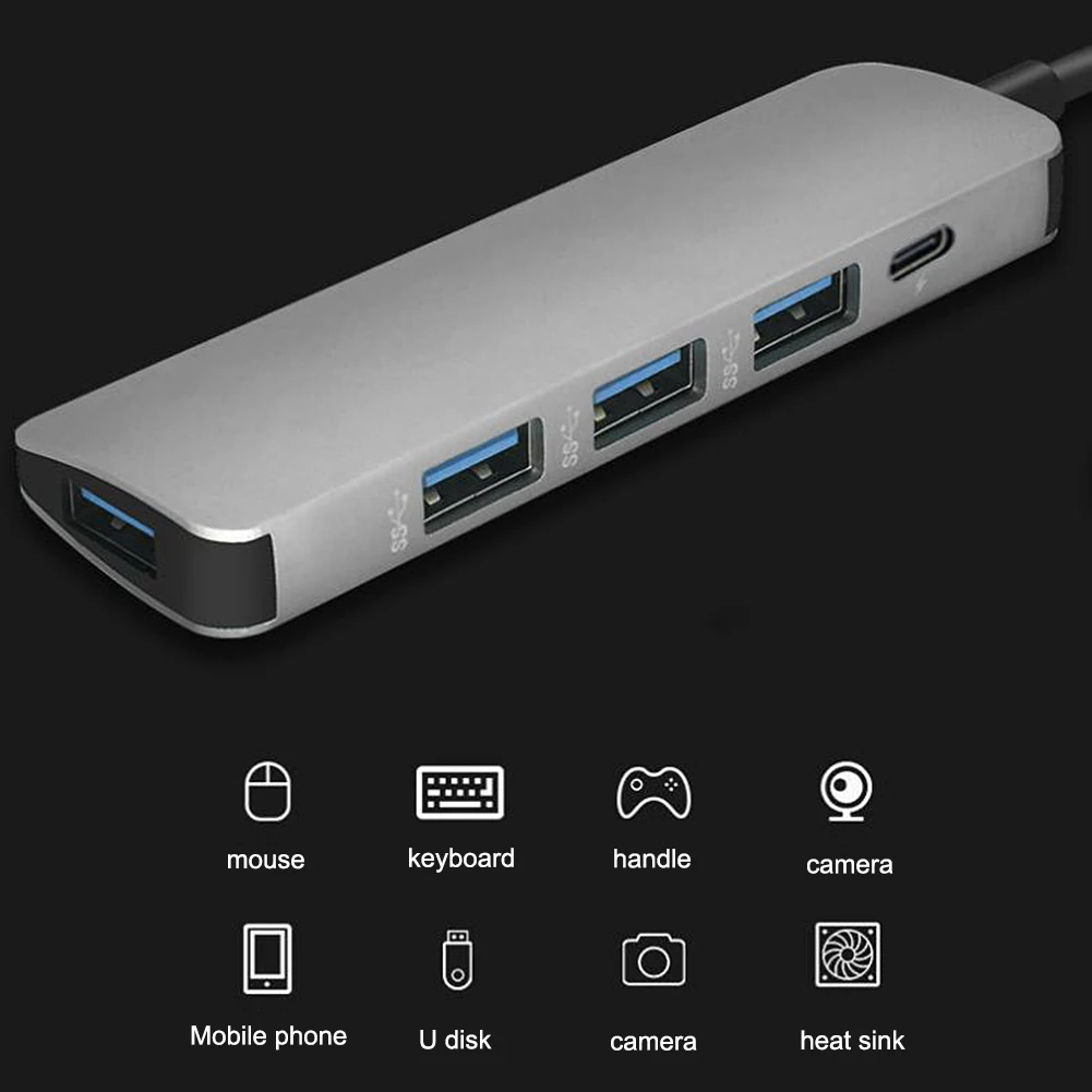 5 в 1 USB Type C адаптер PD порт доставки питания 4 порта 3 0 для MacBook компактный размер и