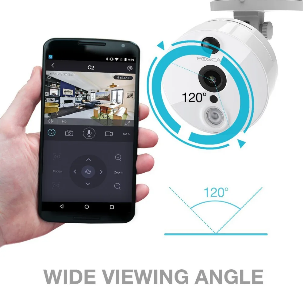  Foscam C2 1080P WiFi CCTV di Sicurezza Interna Telecamera IP con Visione Notturna Rilevazione di Mo