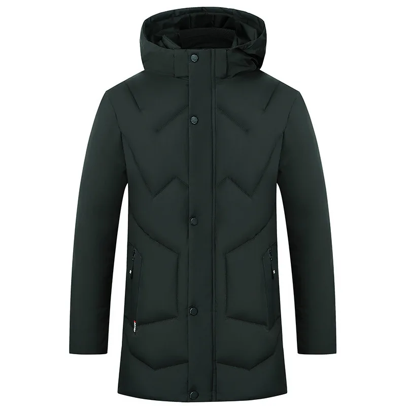 Толстые теплые мужские верхние пальто зимняя куртка мужская брендовая куртка модная Повседневная тонкая Прямая поставка парки с капюшоном длинные пальто мужская одежда