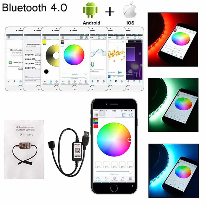 Bluetooth Светодиодная лента RGB USB 5050 DC5V ТВ ПОДСВЕТКА Fita De светодиодный RGB лента гибкий неоновый светильник светодиодный контроллер Bluetooth