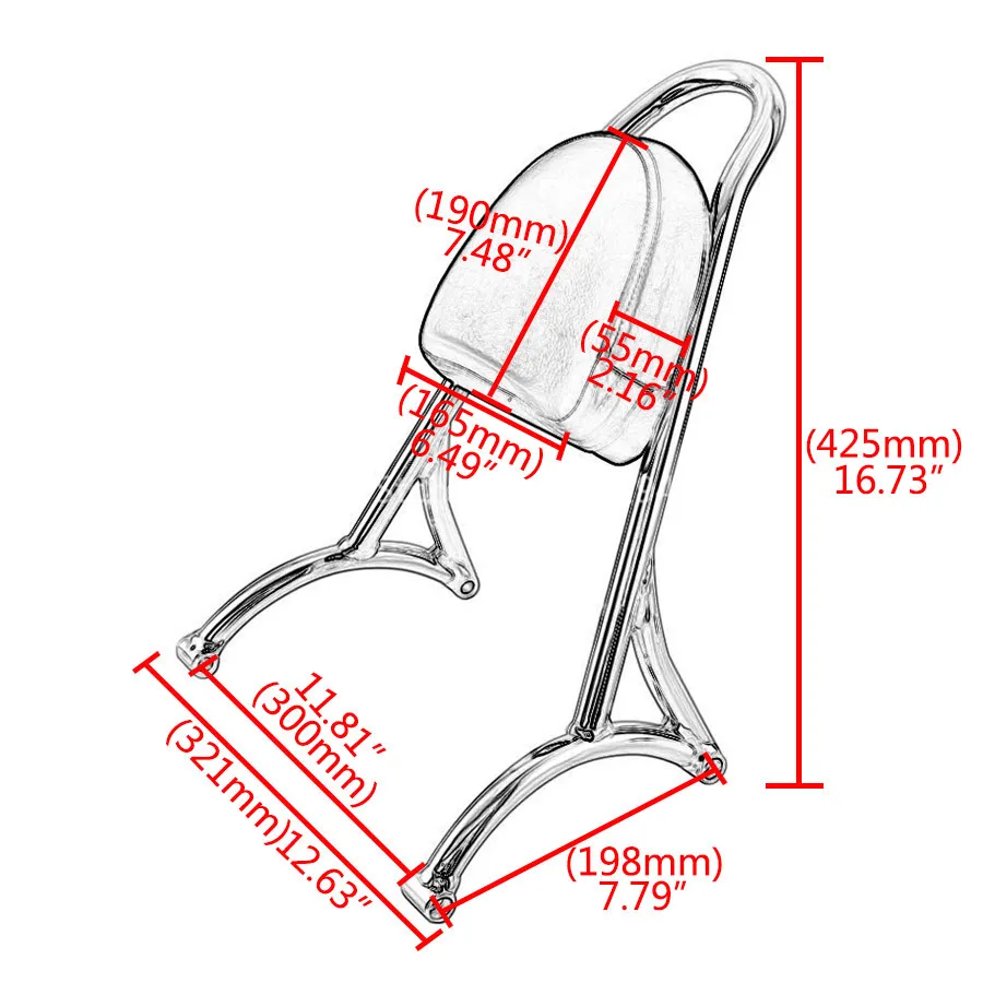 Черный пассажирский сидси бар спинки Pad короткий подходит для Harley Sportster XL883 1200 1985- серии моделей