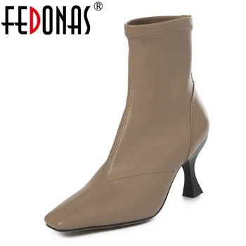 FEDONAS 2020 Women Strange High Heels Ankle Boots Autumn Winter Keep Warm Riding Boots Genuine Leather Slip-on Party Shoes Woman FEDONAS 2020 Women Strange High Heels Ankle Boots Autumn Winter Keep Warm Riding Boots Genuine Leather Slip-on Party Shoes Woman
