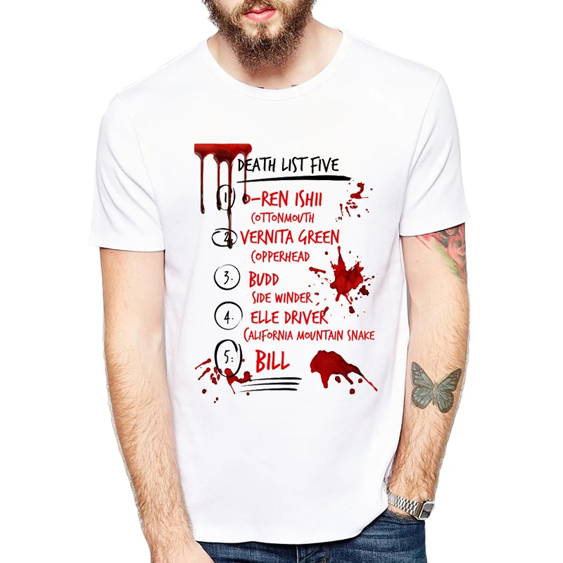 

2019 Funny T Shirt Kill Bill Death List Five Men Comfortable Casual Letters Tee Shirt Homme Customized