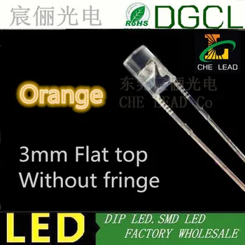 

Orange Round 3mm flat top led DIODE 600-610nm without fringe dip led lamp bulb 2.0-2.2V(CE&Rosh)
