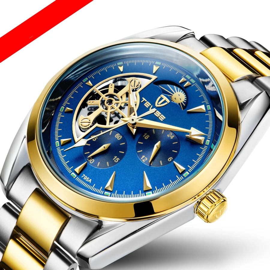 Мужские часы водонепроницаемые автоматические механические часы люксовый бренд TEVISE кожаный ремешок Часы relogio masculino автоматические мужские часы
