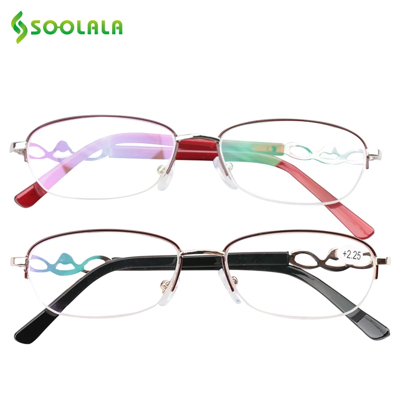 Soolala Semi rimless Cheap Reading Glasses 2017 New Lightweight Half Frame Eyeglasses Women Men