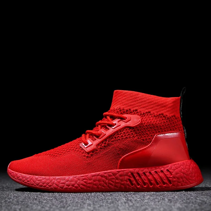 2018 Autumn New Sneakers Men's Running Shoes Soft Bottom Flying Woven ...