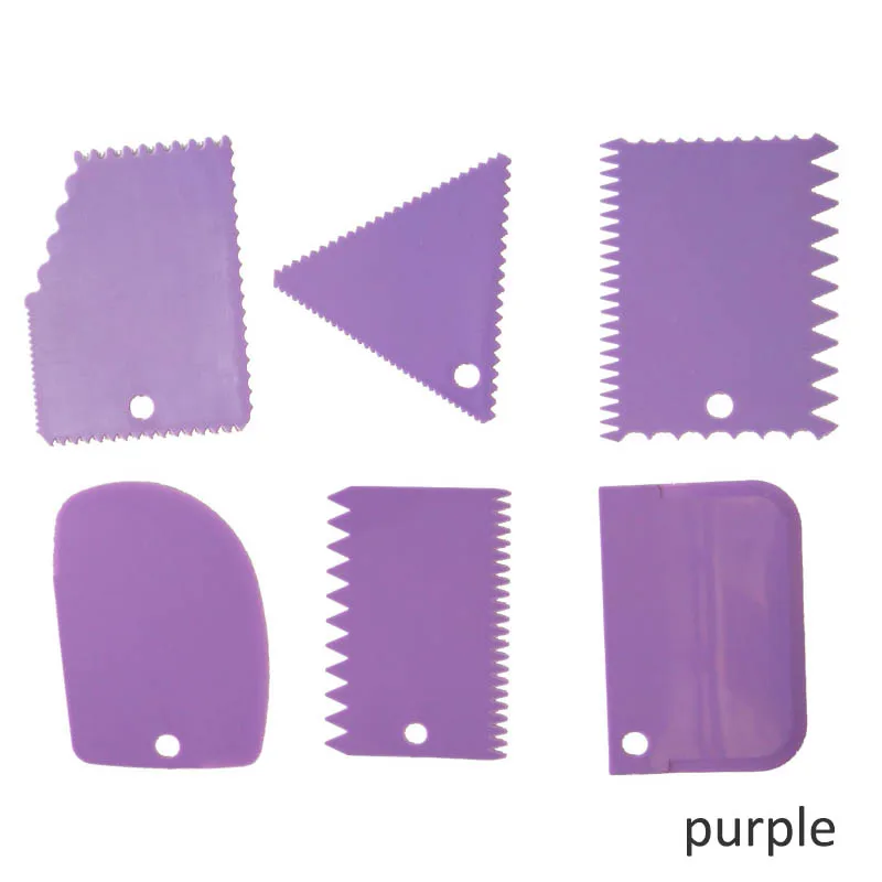 Пластиковый резак для теста, 6 шт., инструменты для выпечки, DIY, опилки, в форме торта, крем-скраб, кухонные гаджеты для торта, скребок, нож для масла - Цвет: Фиолетовый