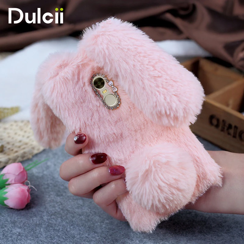 DULCII for Xiaomi Redmi Note 4 4X Mi A1 5 6 Plus Max 2 Case Bunny Rabbit Rhinestone Furry Capa Xiomi 5X 5A |