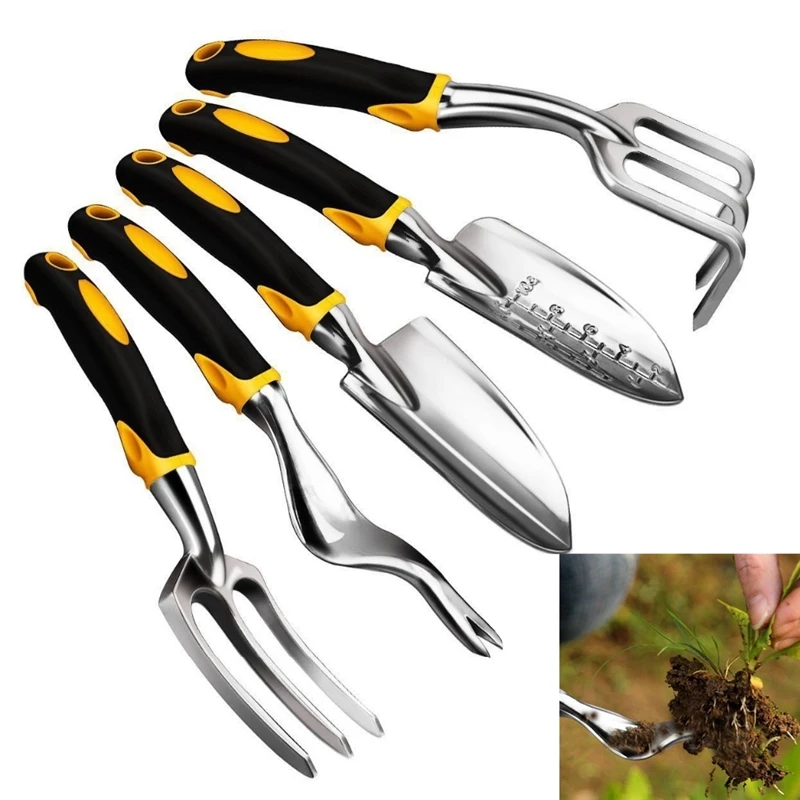 

5Pcs Garden Tools Set Spade Shovel Fork Rake weeder