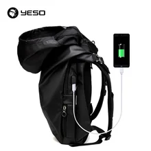 YESO, usb порт для зарядки, водонепроницаемый рюкзак для ноутбука с дождевой шапкой, прочный Оксфорд для деловых мужчин, рюкзак для путешествий, женская школьная сумка