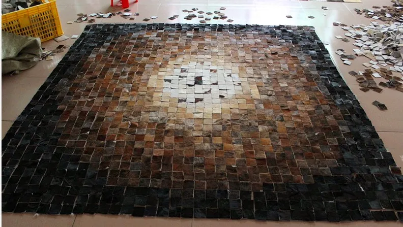 

Fashionable art carpet 100% natural genuine cowhide leather shaped rug