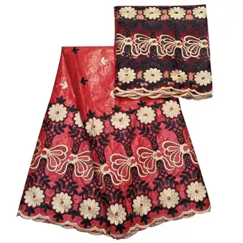 

ankara fabric bazin brode getzner nigerian lace fabric 2019 high quality lace african fabric cotton lace 7yard/lotHLB157