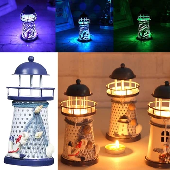 

Lighthouse Iron Candle Holder Nautical Beach Anchor Home Light Lamps Wedding