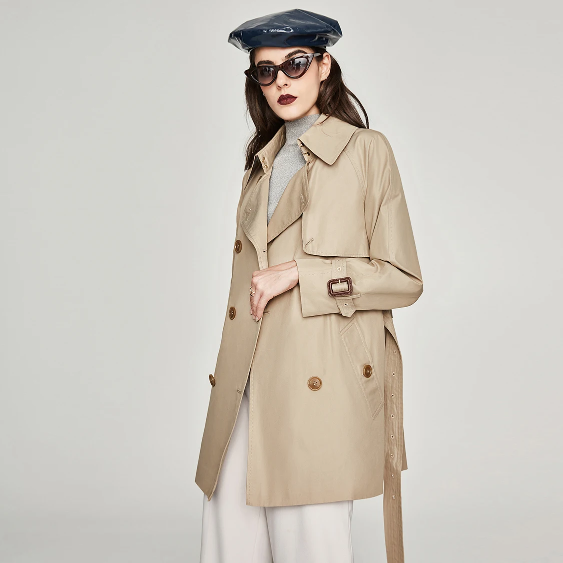 JAZZEVAR 2020 New High Fashion Women's Waterproof Cotton Double-breasted Short Trench Coat Outerwear Top Quality