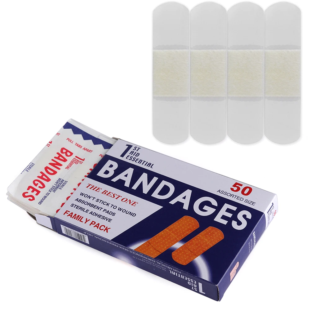

50Pcs/Box Waterproof First Aid Adhesive Bandage Hemostatic Plaster Wound Healing Sterile Hemostasis Sticker Makeup Tool