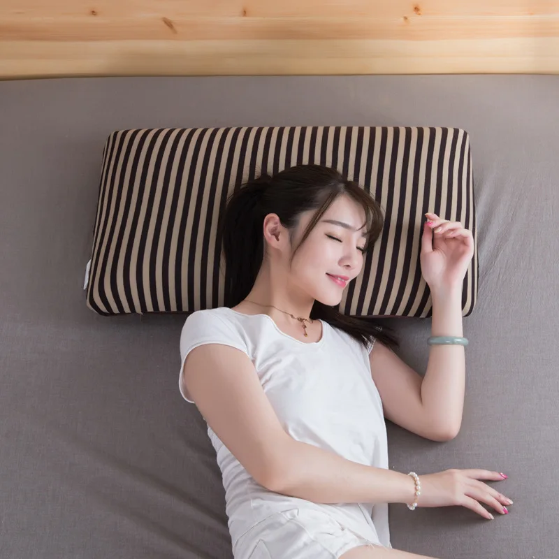 Ceny PurenLatex 60*40*12 Big z pianki memory podłużne paski miękka poduszka ortopedyczna spondyloza egzema zapobiega kręgu szyjnego poduszka