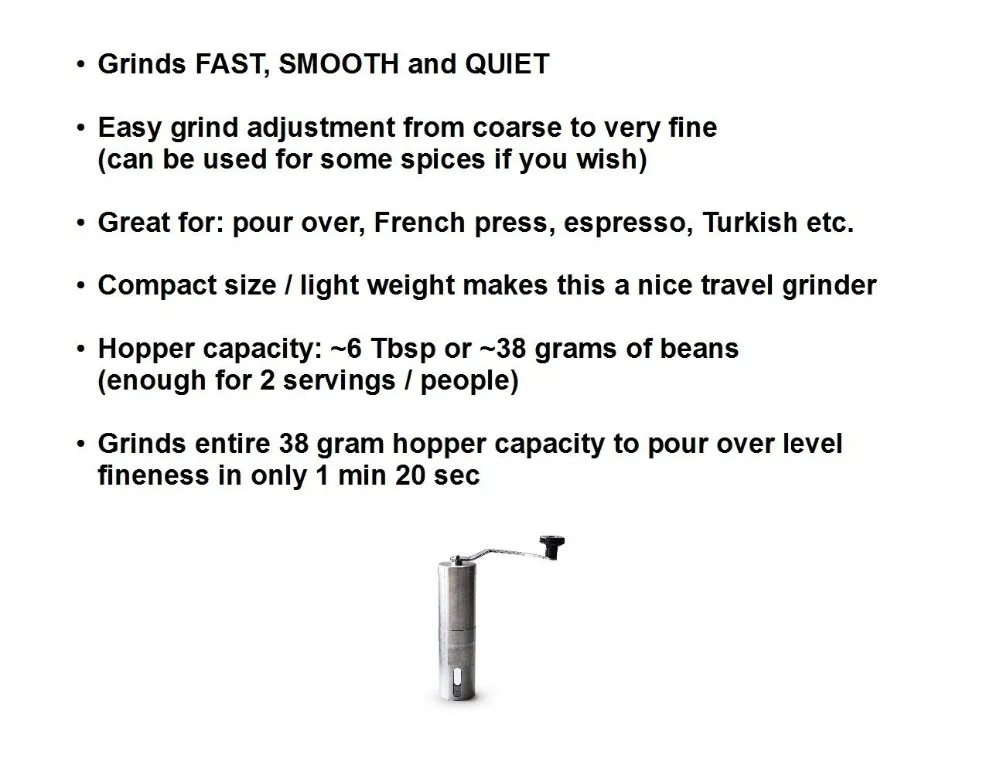 Supreme Quality Manual Coffee Grinder Stainless Steel Kitchen Hand Manual Grind Coffee Bean Burr Grinder Mill Tool (00237)