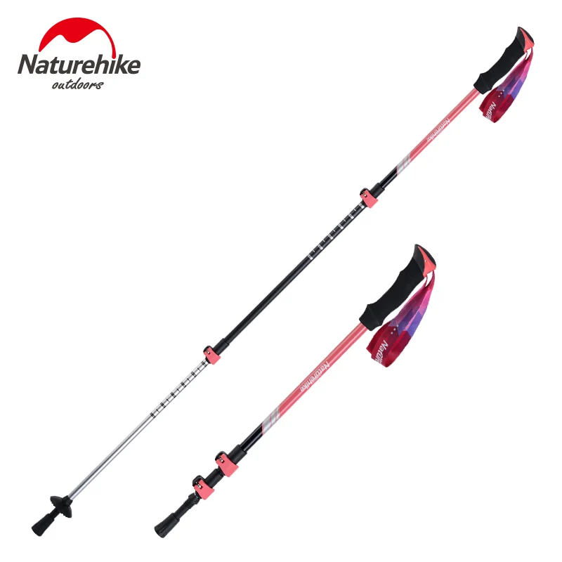 NatureHike 1 piezas Ultra-luz de bloqueo externos EVA mango 3-sección ajustable bastones de senderismo Alpenstock para al aire libre