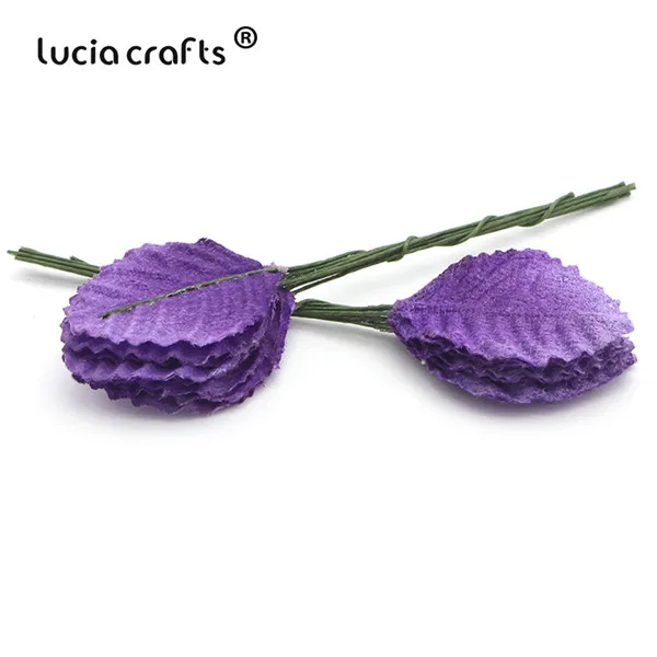 Lucia crafts 50 шт/100 шт искусственные листья флорист Сделай Сам домашний венок для вечеринок Свадебный декор Скрапбукинг Ремесло поддельные цветы A0703 - Цвет: C6 Purple 50pcs