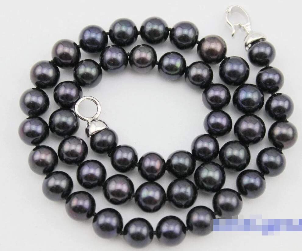 

Jewelr 006454 fresh water pearl necklace 9-10mm black Good Quality 17.5INCH