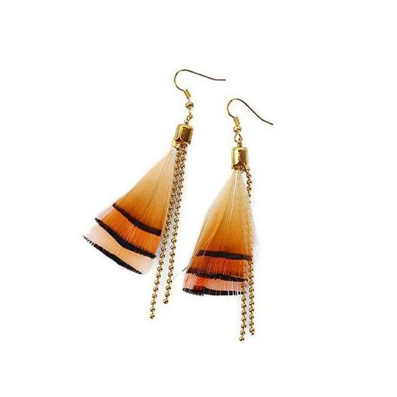 tiger skin feather earring
