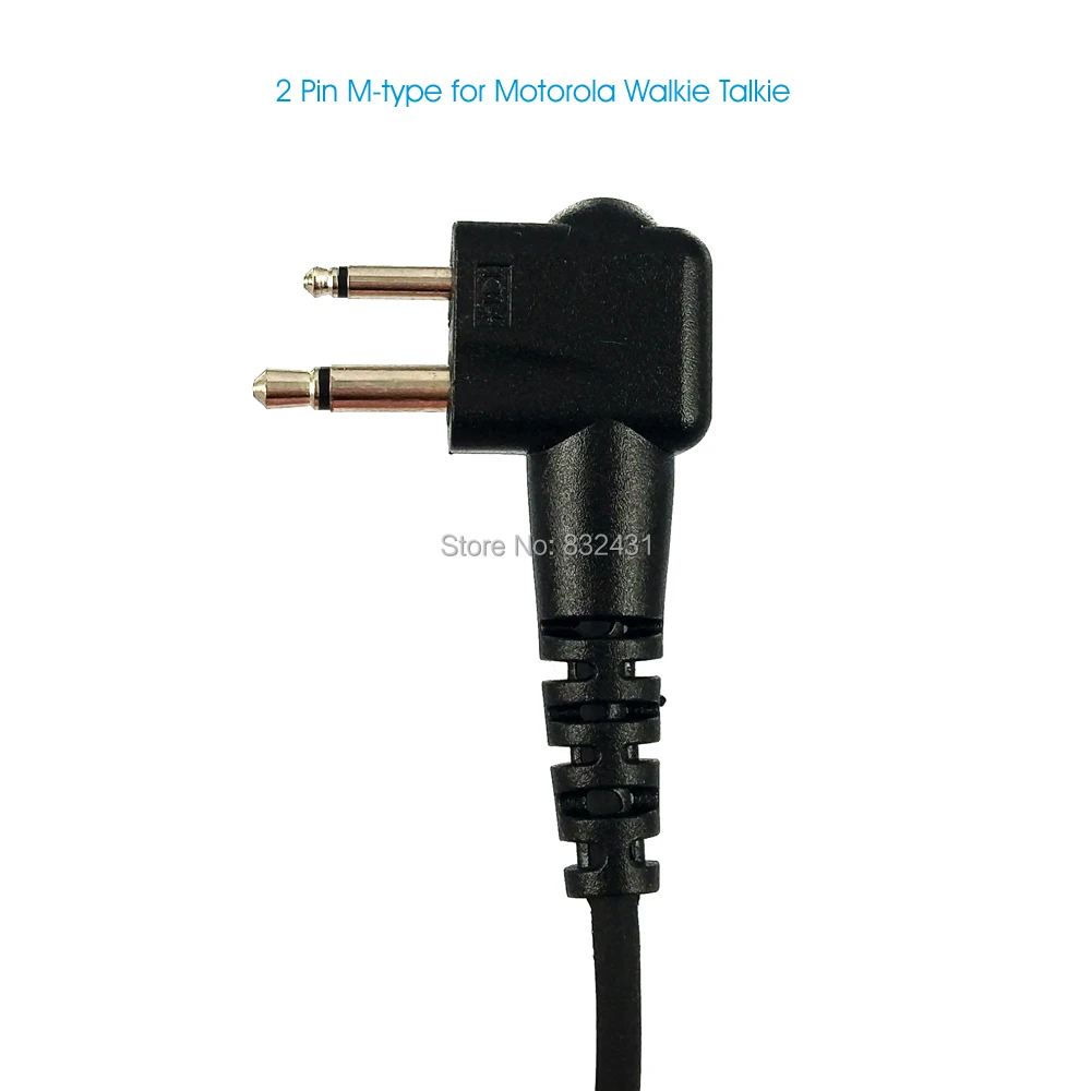 2 Pin Big PTT Knob Curve Earpiece Mic For Motorola Walkie Talkie 11