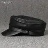 XdanqinX Women's Genuine Leather Cap Simple Elegant Sheepskin Military Hats For Women Autumn Winter Men's Brand Visor Hat Unisex ► Photo 1/6