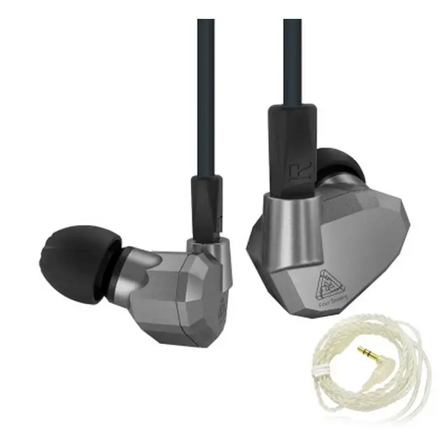 AK KZ ZS5 2DD+ 2BA гибридные наушники-вкладыши HIFI DJ Monito спортивные наушники для бега наушники-вкладыши Наушники KZ ZS10 PRO AS10 AS16 - Цвет: grey  silver no mic