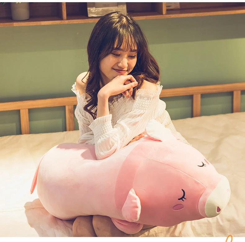 kawaii pink pig doll giant plush toy cute sleeping pillow for girl birthday gift decoration 35inch 90cm DY50577 (7)
