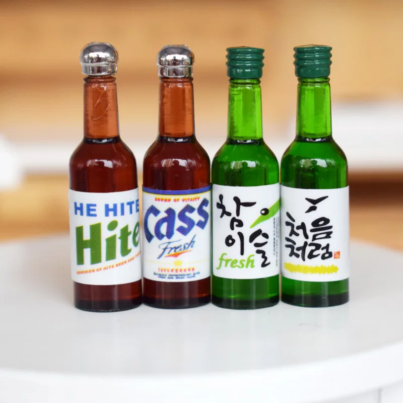 4 бутылки 1/6 кукольный домик миниатюрное пиво Корея Soju модель ролевые игры Кукла еда напитки для Blyth BJD игрушки аксессуары