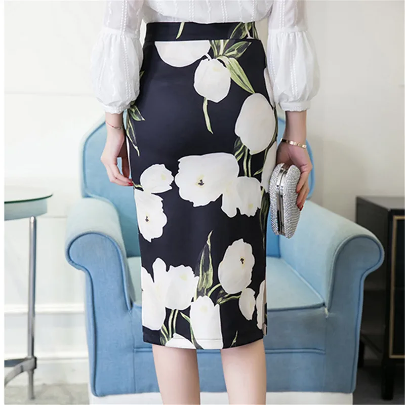 Женская юбка карандаш средней длины с цветочным принтом|pencil midi skirt|midi skirtmidi skirt women