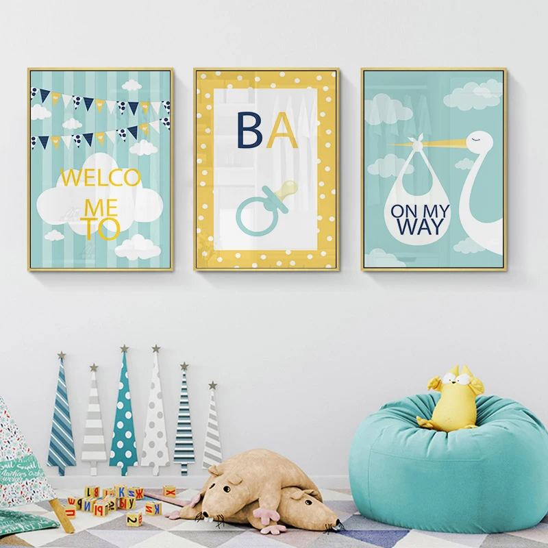 Cartoon Woodland Baby Canvas Prints Painting Nursery Wall Art Decor Kids Room Playroom Posters Decoration