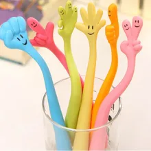 12 шт. креативные Канцтовары милое очаровательное 6 различных жест пальцами шариковая ручка в форме цветка пера изогнутой гибкой ручкой