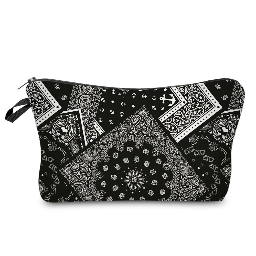 DAOXI 3D الطباعة خمر نمط التجميل الضروريات أكياس مع منظم سستة للمسافرين