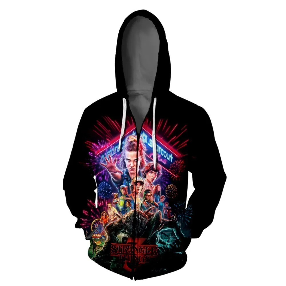 

2019 Fashion Stranger Things 3D Printed Men Hooded Hoodie Sweatshirt Fashion Graphic Hoodie Casual Streetwear Pullover Hoodie