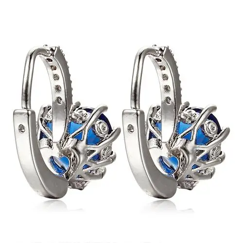 

Hot sell Fashion Blue Rhinestone Heart Leverback Earrings for Women Dangle Earrings For Women Jewelry