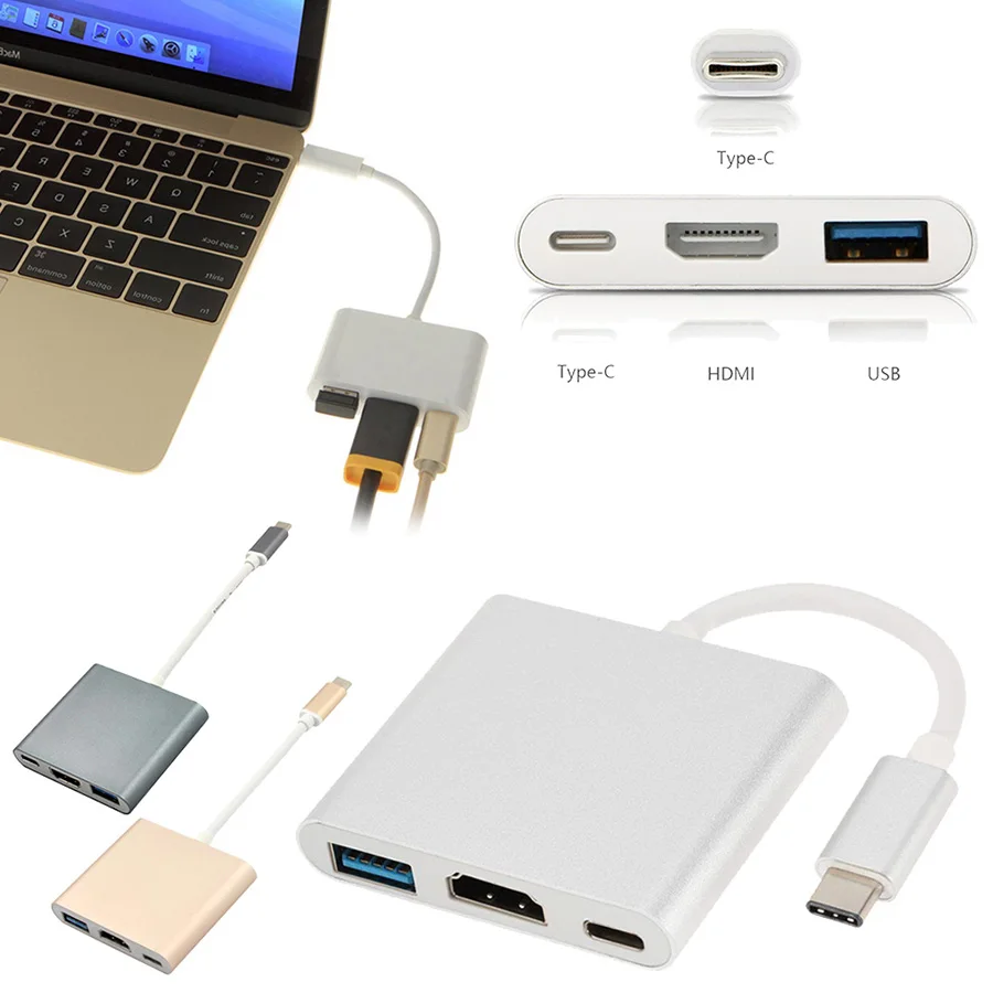 

USB 3.1 Type C To HDMI USB 3.0 Adapter Thunderbolt 3 USB-C HUB to HDMI 4K 1080P Multi-Port Converter Cable for Macbook HD TV