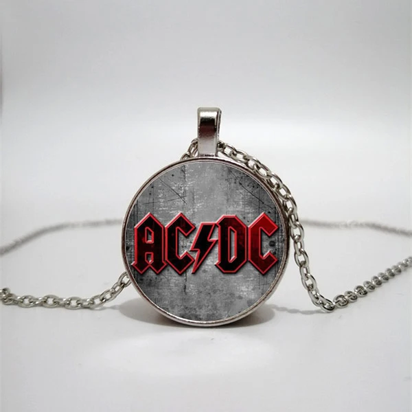 

ACDC Necklace European and American Rock Band Glass Necklace Music Lovers Pendant Convex Pendant Necklace Fashion Jewelry