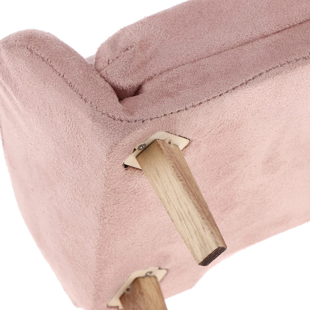 1:6 Dollhouse Miniature Furniture Wooden Flannelette Double Sofa Chair, 12inch Dolls House Couch Furniture