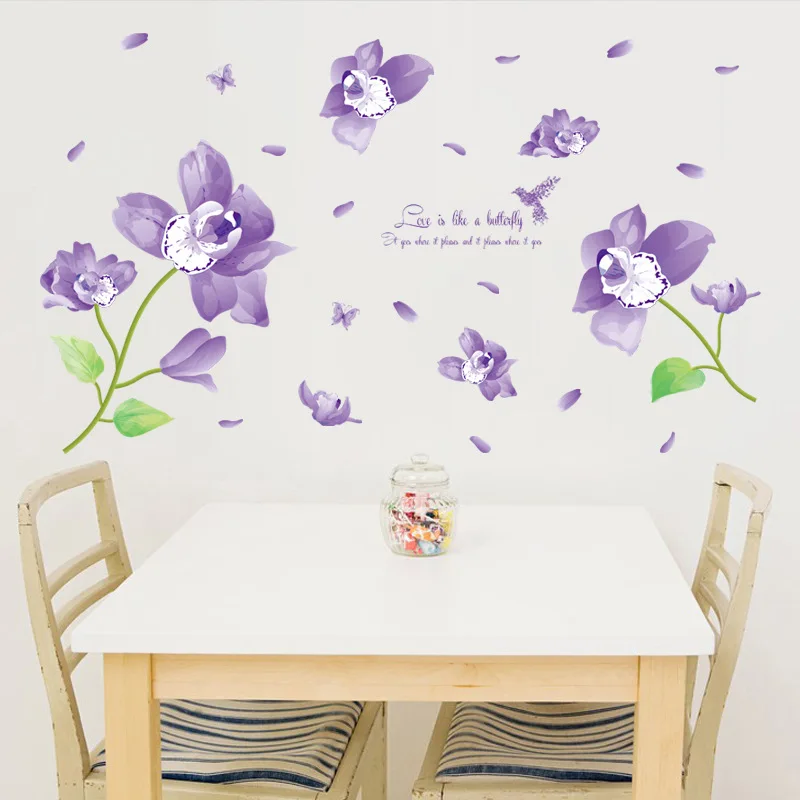 

New Flowers Vinyl 3d Wall Sticker Decoration For Living Room TV Background DIY Home House Decor Kitchen Bedroom Decals Mural