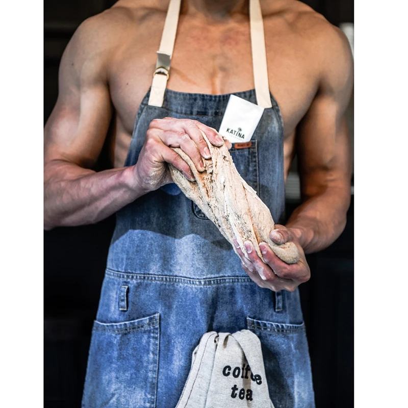 Apron for Women Denim Cowboy Family Matching BBQ Senior Cotton baking Bib Kitchen Men cooking Waitress Apron for man