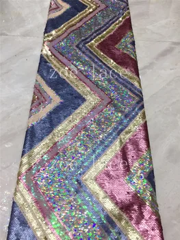 

Zoe lace colorful Africa fabric with sequin embroidery best quality 5yards stock tulle mesh for sawing bridal wedding dress F42
