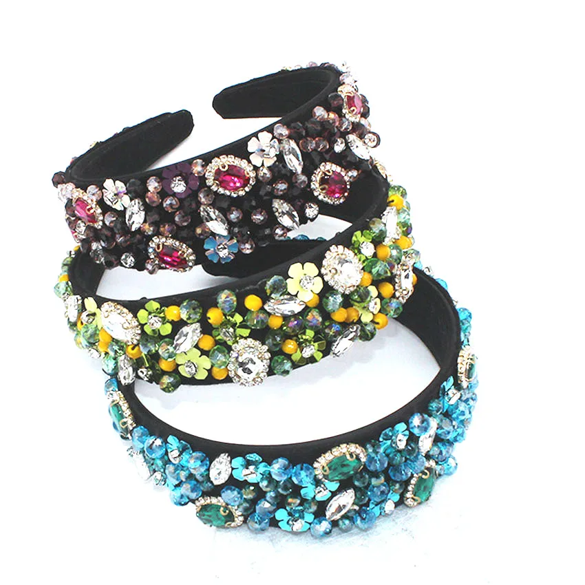 

Baroque Luxury Crystal Hairband Vintage Women Fashional Beauty Flower Headdress Hair Hoop Pearl Hair Jewelry