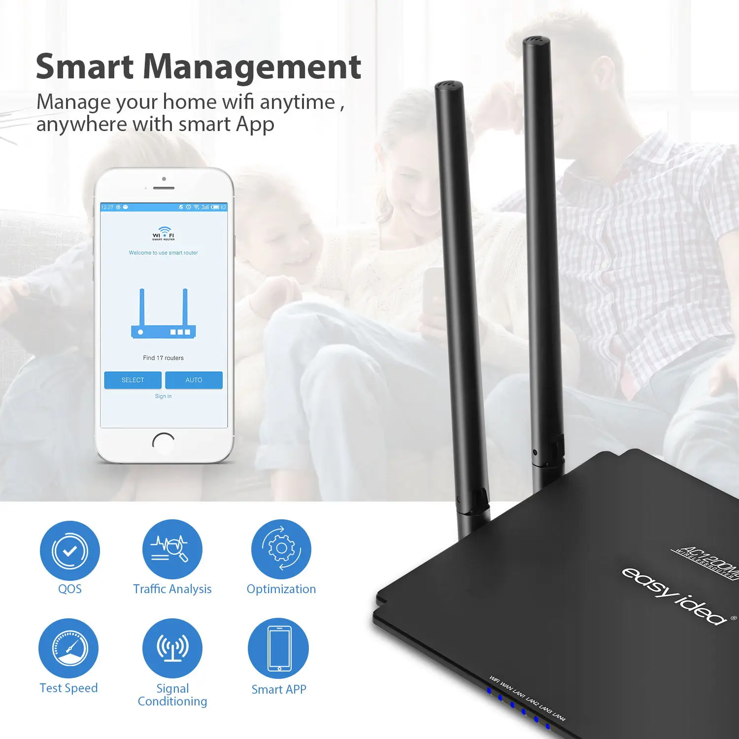 WiFi роутер AC 1200 Мбит/с беспроводной маршрутизатор Wi Fi умное управление