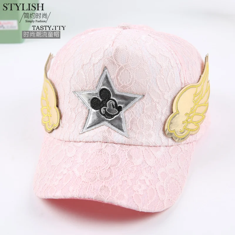 

2016 Adjustable Angel Wings Cap Hat Children Baseball cap Baby Boys Girls Lace Sun Hat Kids Sunbonnet Summer Cap